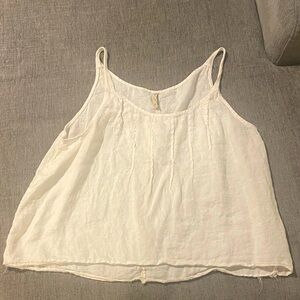 XCVI pintuck tank cotton/linen XL off white